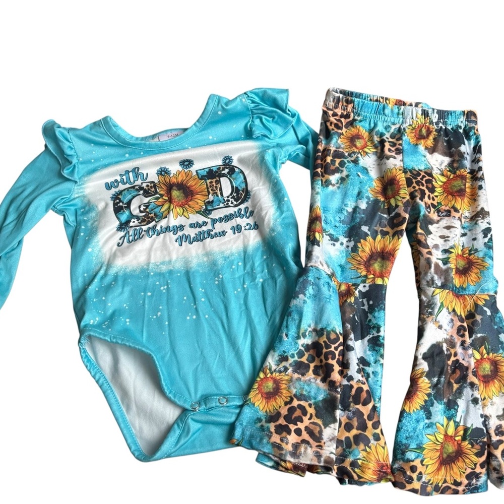 Blue and Floral Baby Outfit